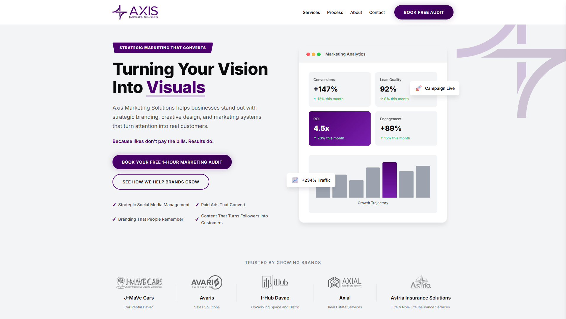 Axis Marketing Solutions Landing Page